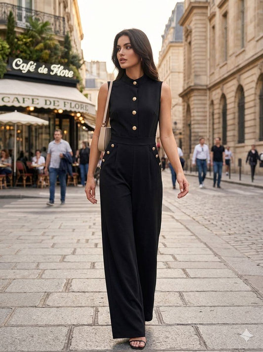Combinaison Élégance Parisienne Boutons Dorés – look rue de Paris