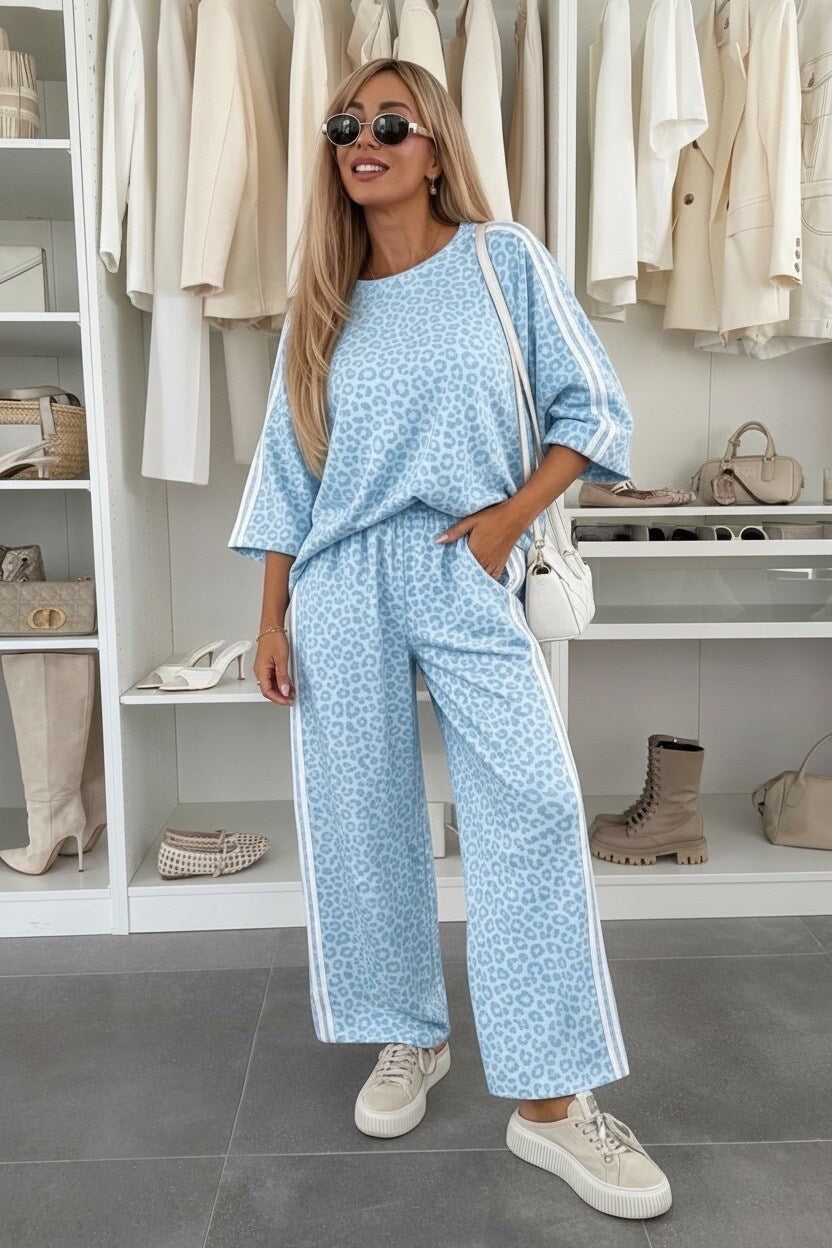 Ensemble Jogging Léopard à Bandes Manches 3/4