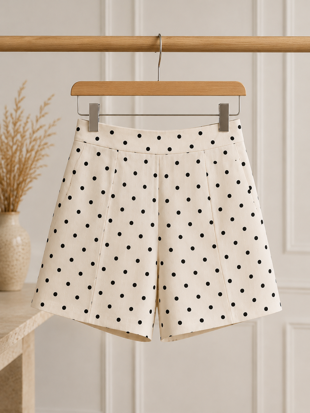 Short Lin à Pois Taille Élastique avec Poches – PS/ÉTÉ 2026