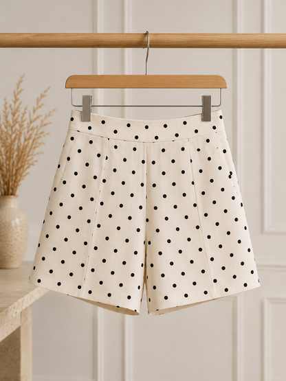 Short Lin à Pois Taille Élastique avec Poches – PS/ÉTÉ 2026