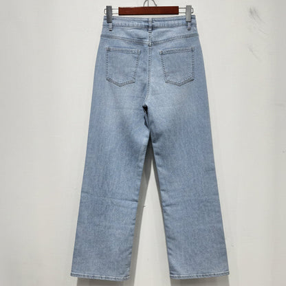 Jean Wide Leg Bleu Grande Taille – Coupe Ample & Tissu Léger | Réf. ZA153 | Da Cinzia