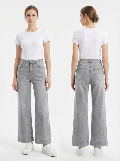 Jean Wide Leg Gris Grande Taille – Coupe Ample Peu Stretch | Da Cinzia