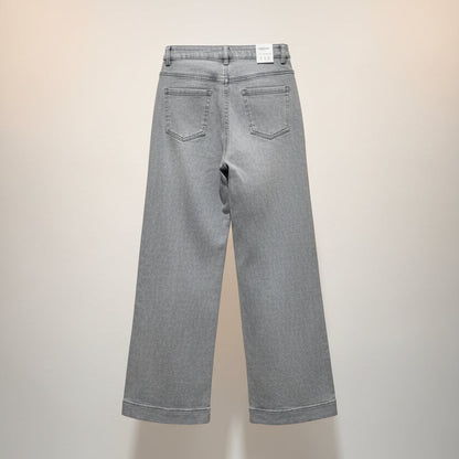 Jean Wide Leg Gris Grande Taille – Coupe Ample Peu Stretch | Da Cinzia