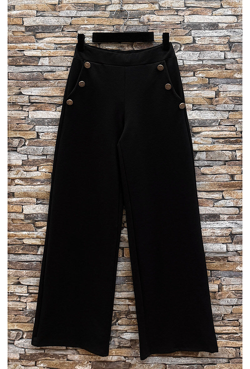 Pantalon JENNA large palazzo en milano avec boutons et poches