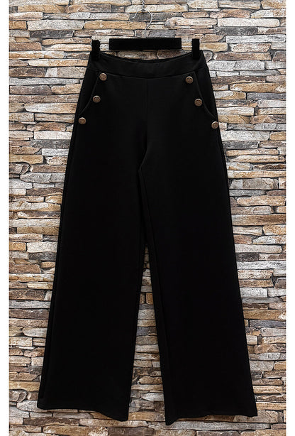 Pantalon JENNA large palazzo en milano avec boutons et poches | Da Cinzia
