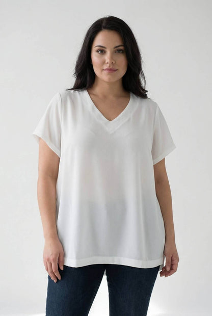 Top Grande Taille Blanc Dos Dentelle & Nœud | Réf. PA837 | Da Cinzia