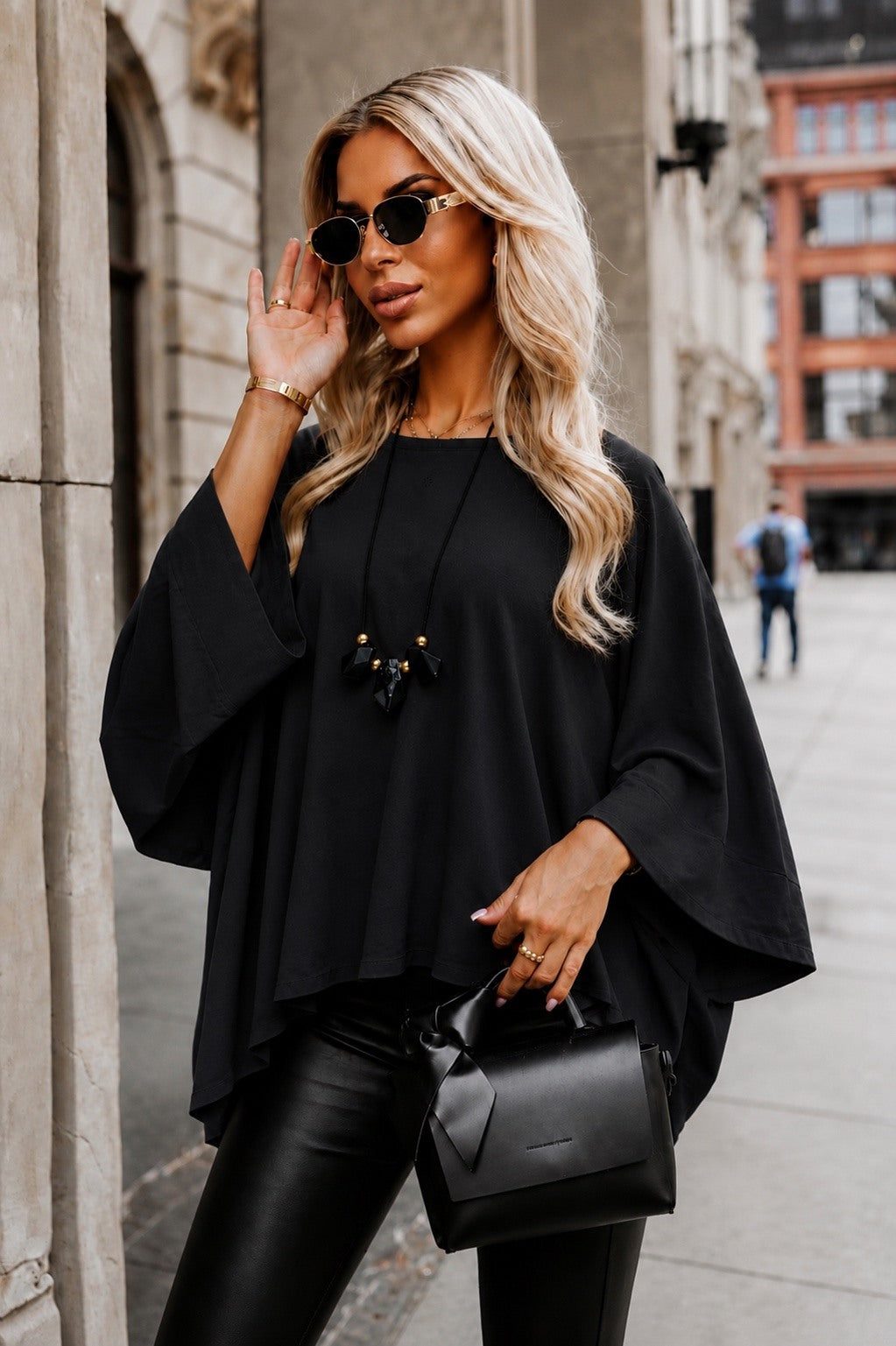 Top Pipistrello Oversize Manches Chauve-Souris - Noir